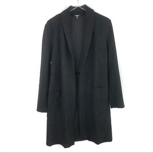 Premise Studio Black Faux Leather Cardigan Jacket Long Duster Small Coat